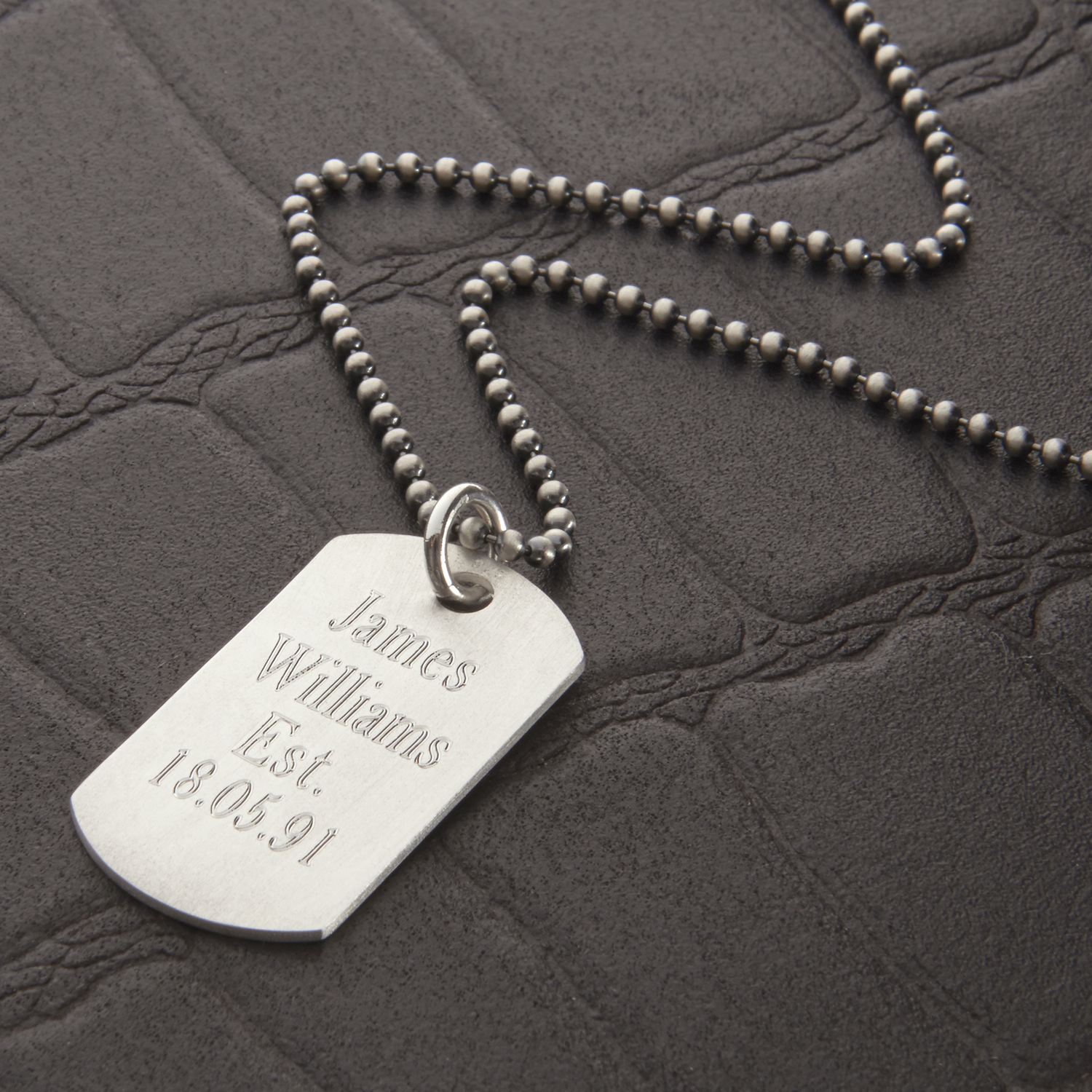 Mens Personalised Sterling Silver Dog Tag Necklace | Hurleyburley