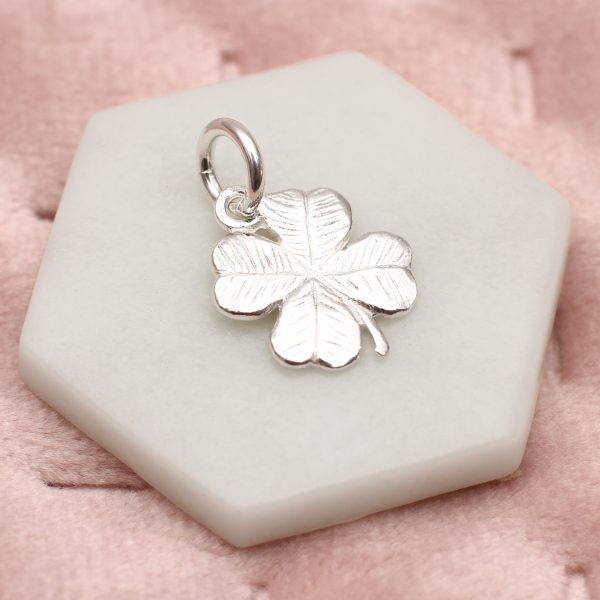 Gold or Sterling Silver Lucky Four Leaf Clover Charm | Hurleyburley