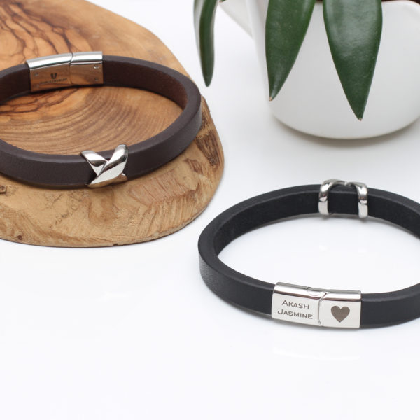 Men’s Personalised Leather Infinity Bead Bracelet | Hurleyburley