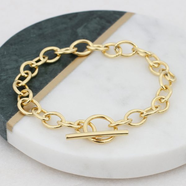 Sterling Silver or 18ct Gold Plated Chain T Bar Bracelet | Hurleyburley