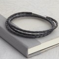 HBMB15Mens Plaited Leather Wrap Bracelet
