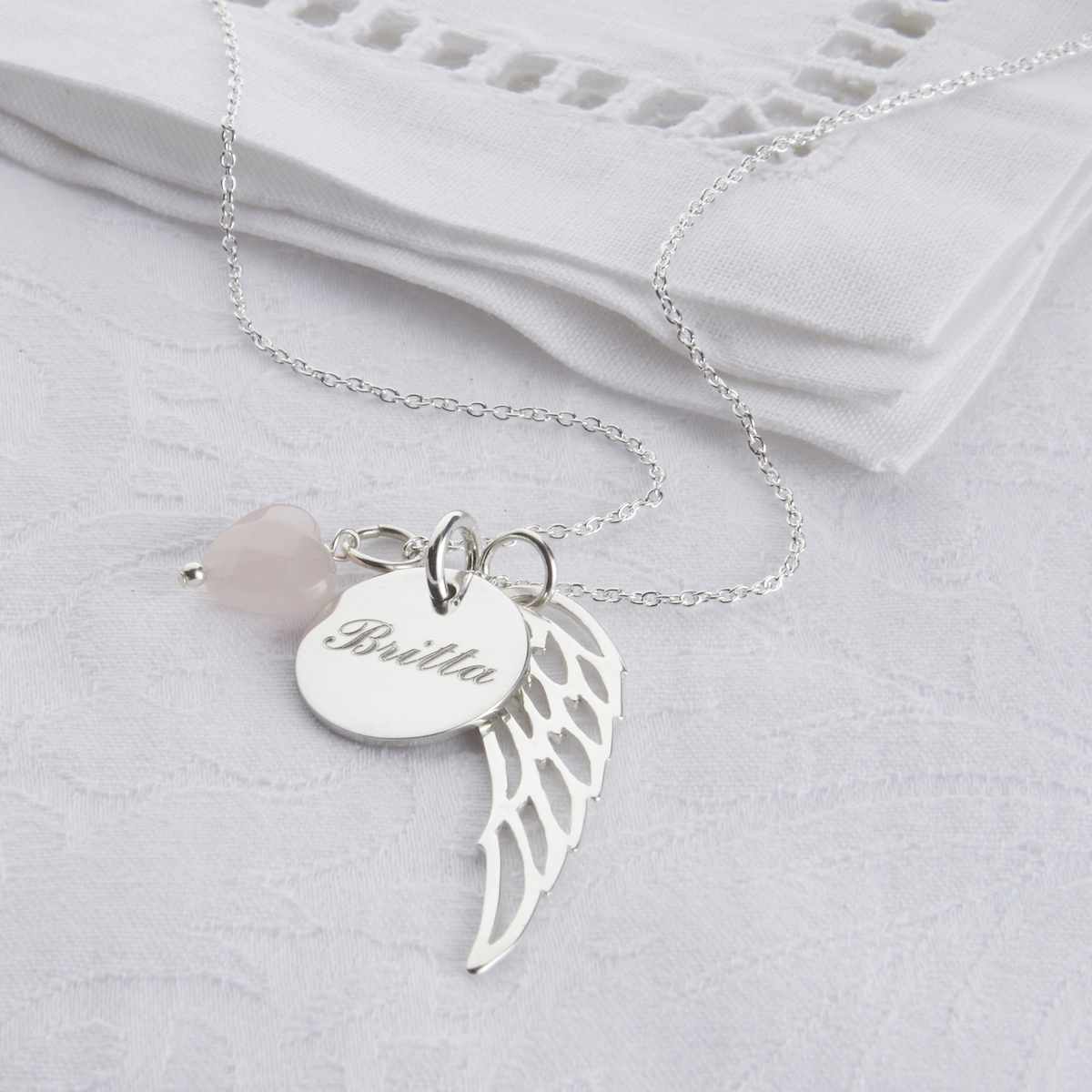 Pavé Heart and Angel Wings Necklace | Sterling silver | Pandora AU
