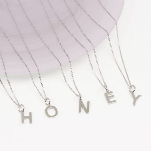 Initial-Charm-Necklace-Honey-Silver