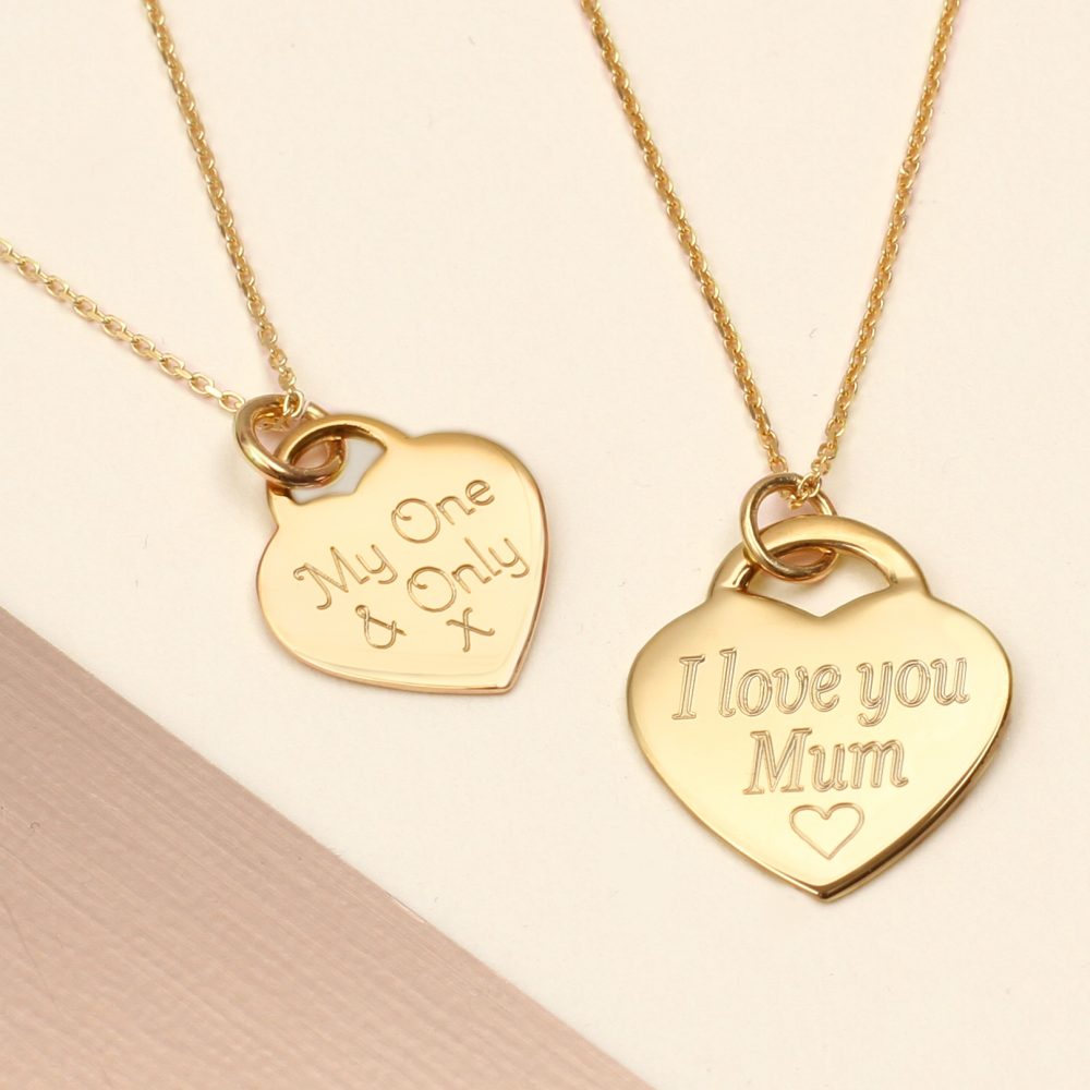 Personalised 18ct Yellow or Rose Gold Plated Heart Charm Necklace ...