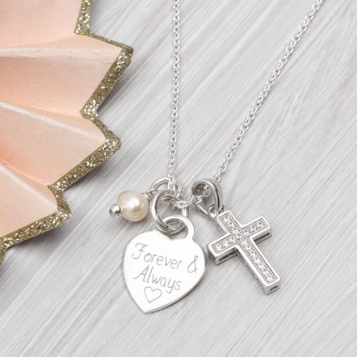 Sterling Silver Heart Cross Charm Pendant Jewelry