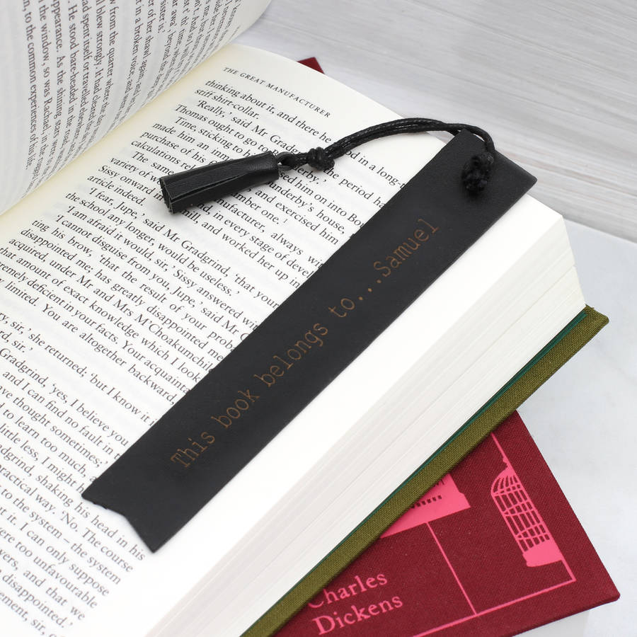 4 Highlight Colours Personalised Leather Bookmark Free UK Shipping 