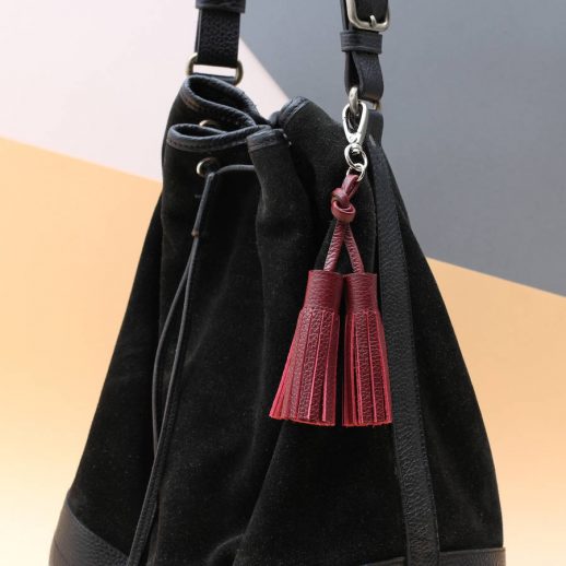 Personalised Luxury Nappa Leather Tassel Bag Charm
