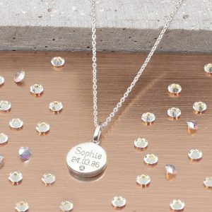Sterling silver and diamond personalised pendant