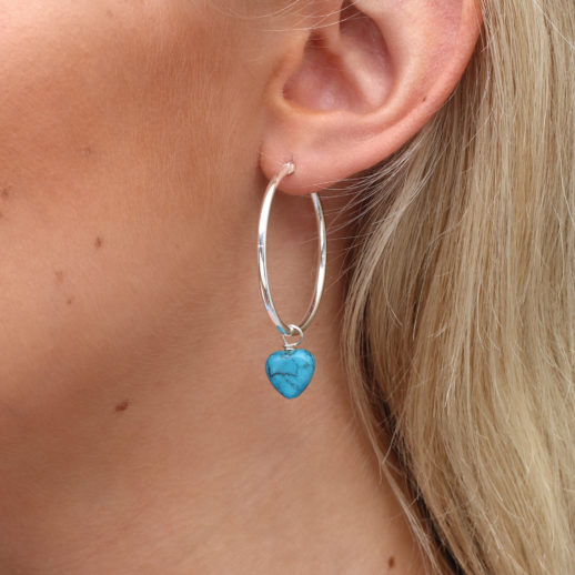 Turquoise Jasper 9x9mm Briolette Sterling Silver 1-Inch Hoop Earrings