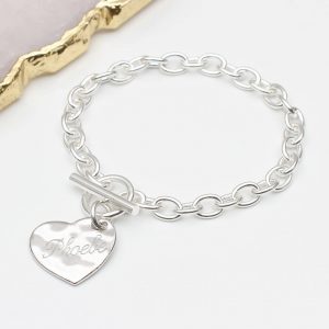 personalised sterling silver toggle clasp charm bracelet