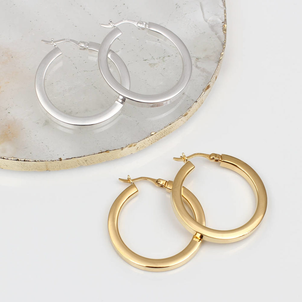 Sterling Silver Statement Earring Perfect Gift for Her 20 mm Oval Hoop Earrings Chunky Earrings