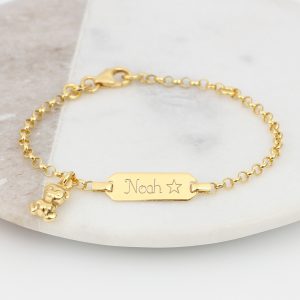 Christening Bracelet with Cross, Heart and Engraved Gift Box | Jewels 4  Girls