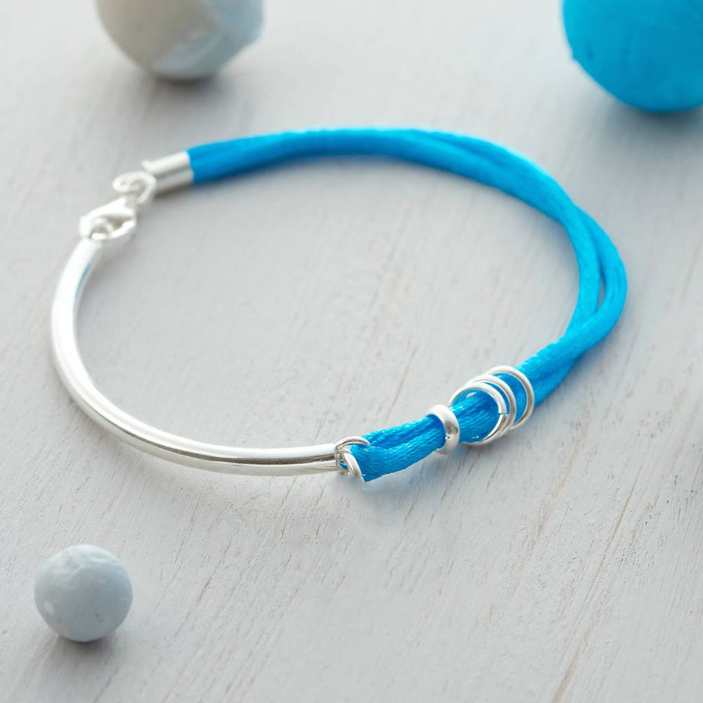 Bright Silk And Sterling Silver Bangle | Hurleyburley