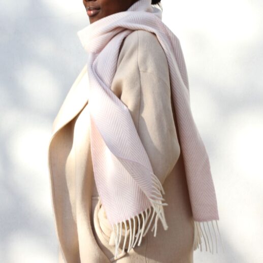 pastel pink and white cashmere scarf