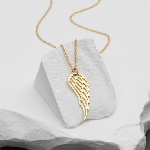 9ct yellow gold angel wing necklace