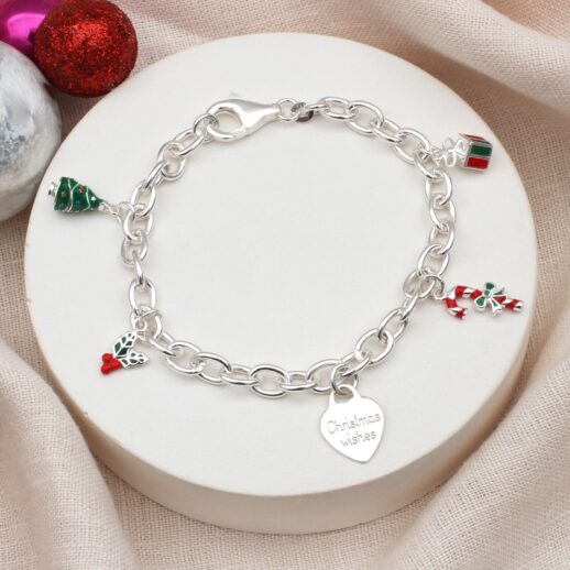 Ladies personalised christmas charm bracelet