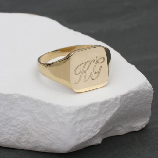 personalised solid gold mens signet ring
