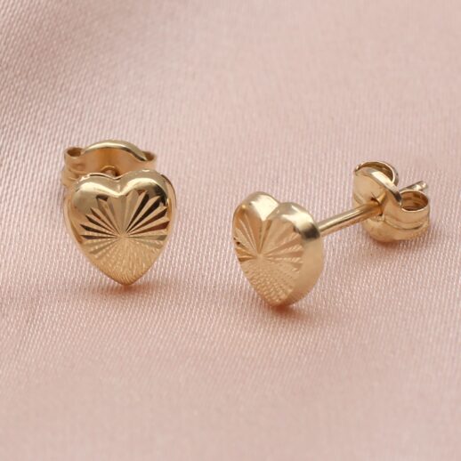 solid gold heart stud earrings